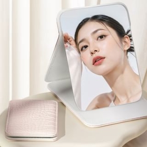 Yulu - Faux Leather Foldable Desktop Mirror