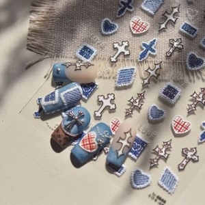 dainlili - Denim Cross Nail Art Stickers