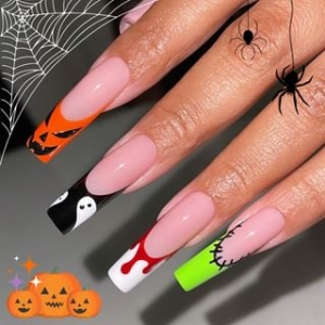 gracienorm - Halloween Cartoon Pumpkin Blood Ghost Press On Nail