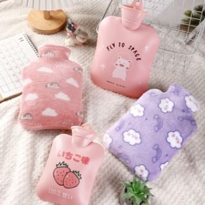 Yulu - Print Hot Water Bottle with Chenille Sleeve