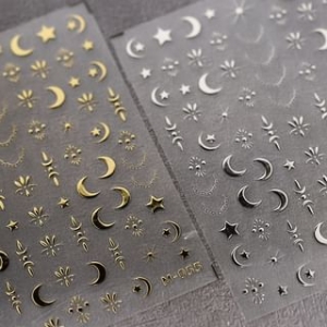 TENSOR DESIGN - Metallic Moon & Star Nail Art Stickers