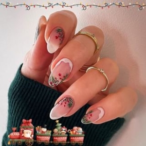 gracienorm - Christmas Leaf Press On Nail