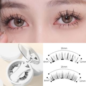 Miumi - Set: Doll Eye Wispy Magnetic False Eyelashes + Applicator