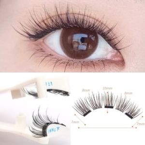 Natural Wispy Colored Magnetic False Eyelashes + Applicator