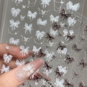 Evorizte - Bow Lace Print Nail Art Stickers