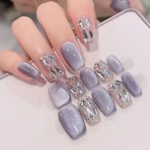 Klandail - Rhinestone Cat Eye Press On Nail