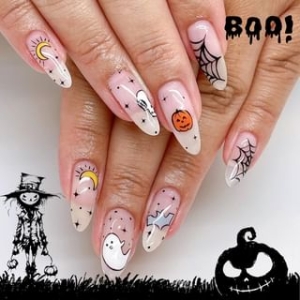 gracienorm - Halloween Ghost Pumpkin Press On Nail