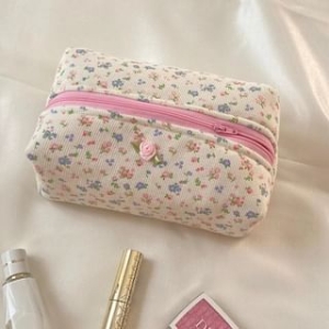 Clasengo - Floral / Bow Fabric Makeup Bag