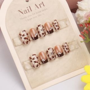 Cutip Nails - Rhinestone Leopard Print Plain Press On Nail / Tool Kit / Set