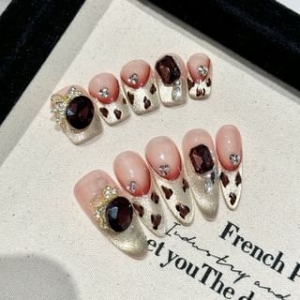 eovda - Rhinestone Leopard Print Press On Nail