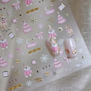 dainlili - Pink Christmas Nail Art Stickers