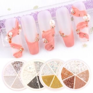 noprina - Faux Pearl / Metallic Bead / Rhinestone Nail Art Decoration / Set