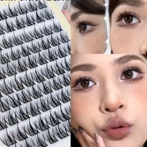 masscaku - Natural Wispy Cluster False Eyelashes / Applicator