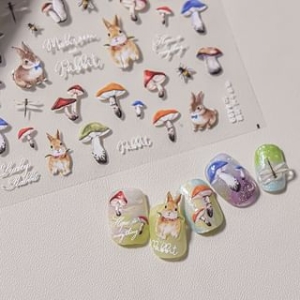 dainlili - Cartoon Mushroom & Bunny Nail Art Stickers