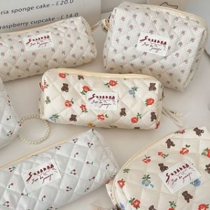 Cattle Farm - Lettering Applique Print Fabric Pencil Case / Makeup Bag