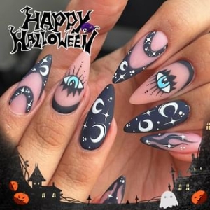 gracienorm - Halloween Eye Moon & Star Press On Nail