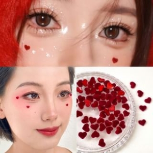 denivyse - Heart Flocking Face Makeup Jewel Sticker