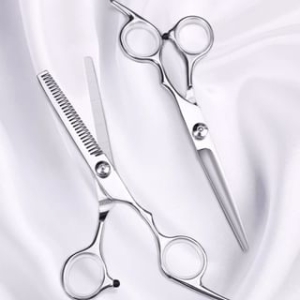 Stainless Steel Haircut Scissors / Faux Leather Sleeve / Set