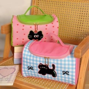 Candy Lemon - Cat Plaid Canvas Makeup Bag