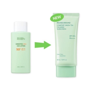 ROUND A'ROUND Comfort Green Tea Calming Sunscreen 50mL+20mL Special Set