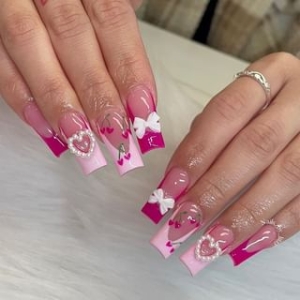 gracienorm - Bow Cherry Heart Press On Nail