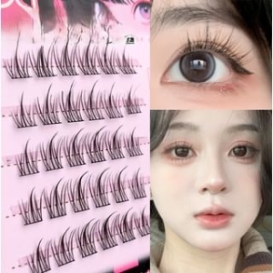 Doll Eye Crisscross Cluster False Eyelashes / Applicator