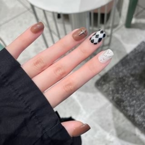 PureSnow - Argyle Embellished Press On Nail