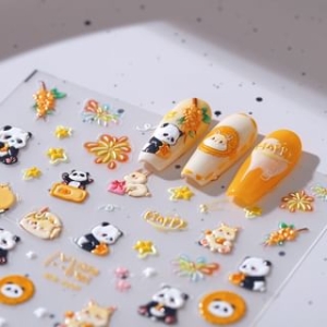 MAGICO - Panda & Mooncake Nail Art Stickers - One Size)