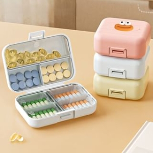 Yulu - Plain Plastic Pill Box / Cartoon Adhesive Decoration / Set