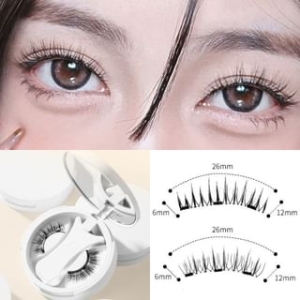 Miumi - Set: Doll Eye Wispy Magnetic False Eyelashes + Applicator