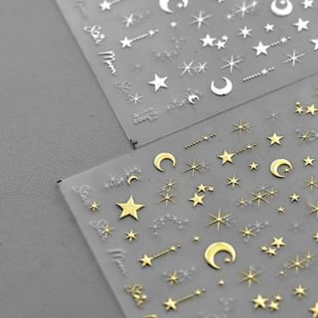 Moon & Star Metallic Nail Art Stickers