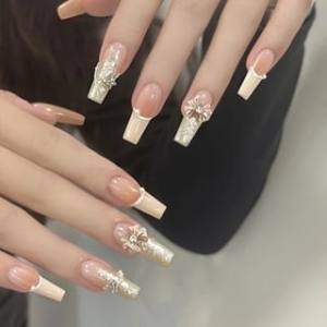 Klandail - Bow Rhinestone Press On Nail