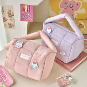 Momoi - Padded Nylon Makeup Bag / Brooch / Set