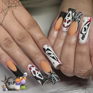 Miumi - Halloween Ghost Spider Web Press On Nail