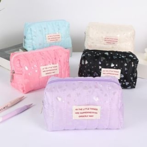 Ikiana - Lettering Applique Fabric Makeup Bag