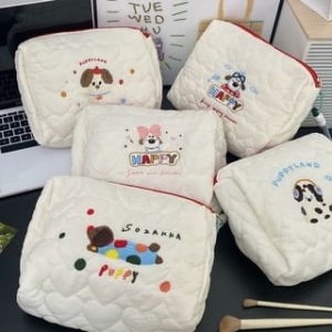 gleegroove - Dog Embroidered Fabric Makeup Bag Pencil Case