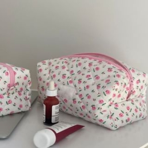 Clasengo - Heart / Floral Fabric Makeup Bag