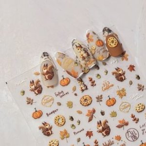 tomoni - Squirrel Pumpkin Nail Art Stickers