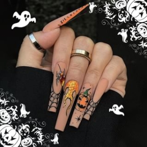 Miumi - Halloween Pumpkin Spider Press On Nail