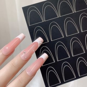 Evorizte - Contrast Trim Nail Art Stencil Sticker