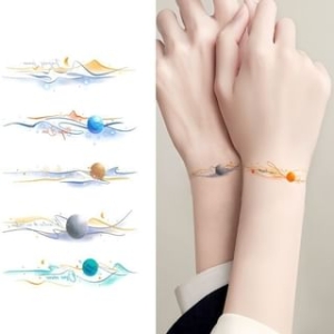 Worthbuy - Couple Matching Planets Waterproof Temporary Tattoo / Set