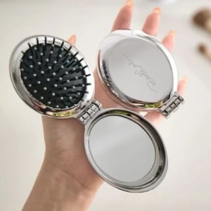 Coolkiss - Lettering Portable Mirror with Hair Brush / Bow Adhesive Decoration / Set