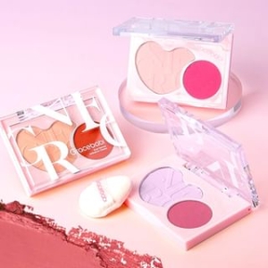 Gracebabi - 2 In 1 Heart Cheek Blusher - 3 Colors - 6g