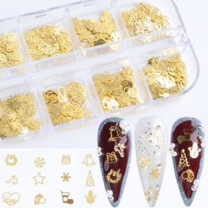 noprina - Set of 12: Metallic Plastic Christmas Nail Art Decoration