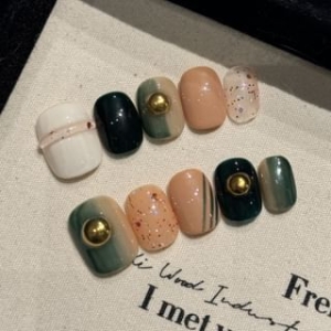 eovda - Metal Bead Print Press On Nail