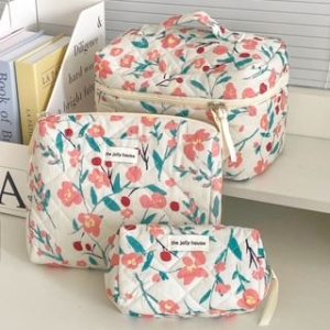 ZenlyHabit - Floral Fabric Makeup Bag / Clutch / Pencil Case