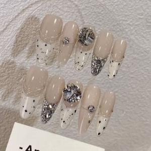 Klandail - Rhinestone Splattered Press On Nail