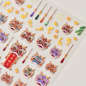Lunar New Year Lion Dance Nail Art Stickers